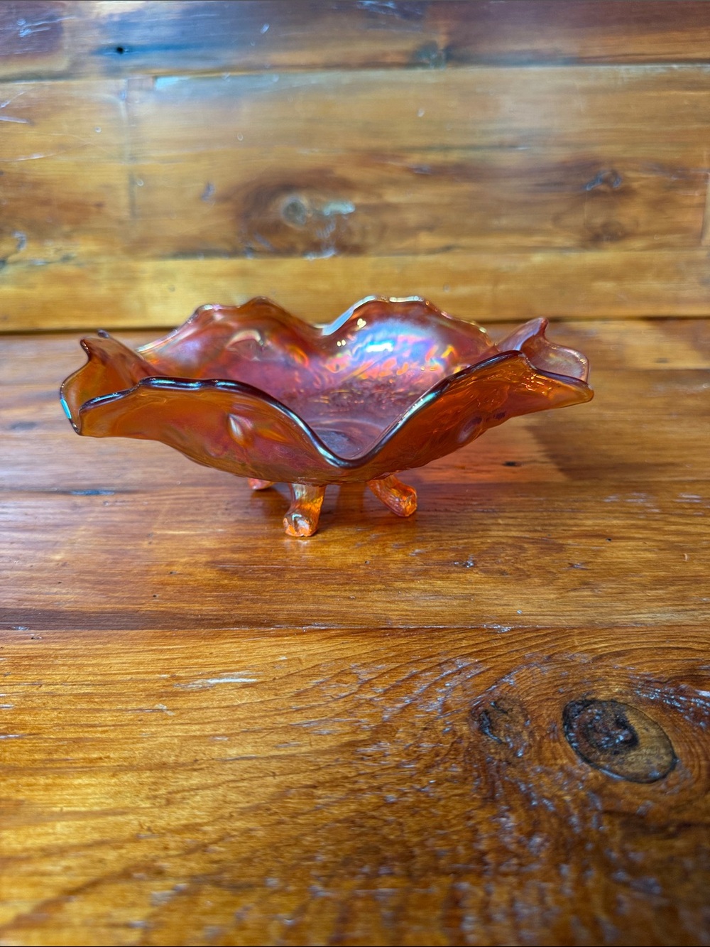 🌿Vintage/Antique Marigold Carnival Glass Dish Thistle and Thorn Design